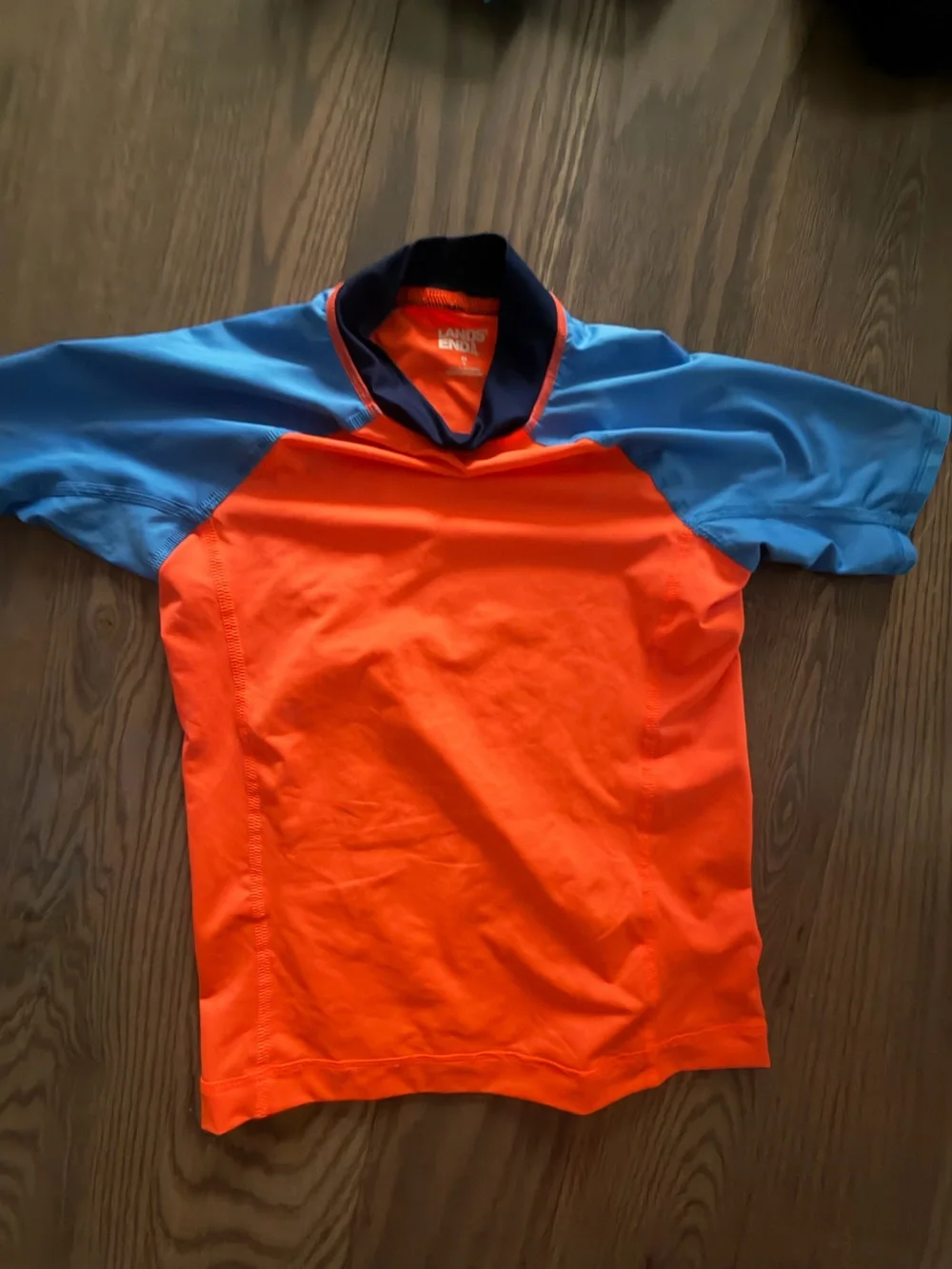 Lands' End Orange and Light Blue Short-Sleeve Kids Rashguard